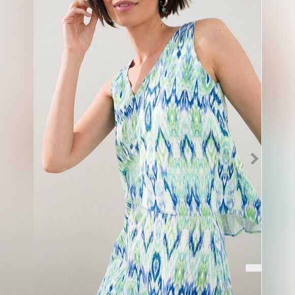 Chicos Ikat Print Popover Maxi Dress Size 0 - Picture 3 of 11